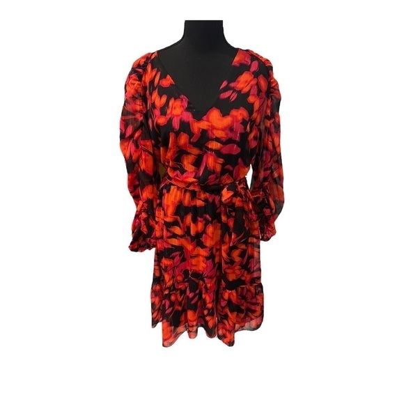 Calvin Klein Floral Print Belted Dress Size Medium - Picture 2 of 11